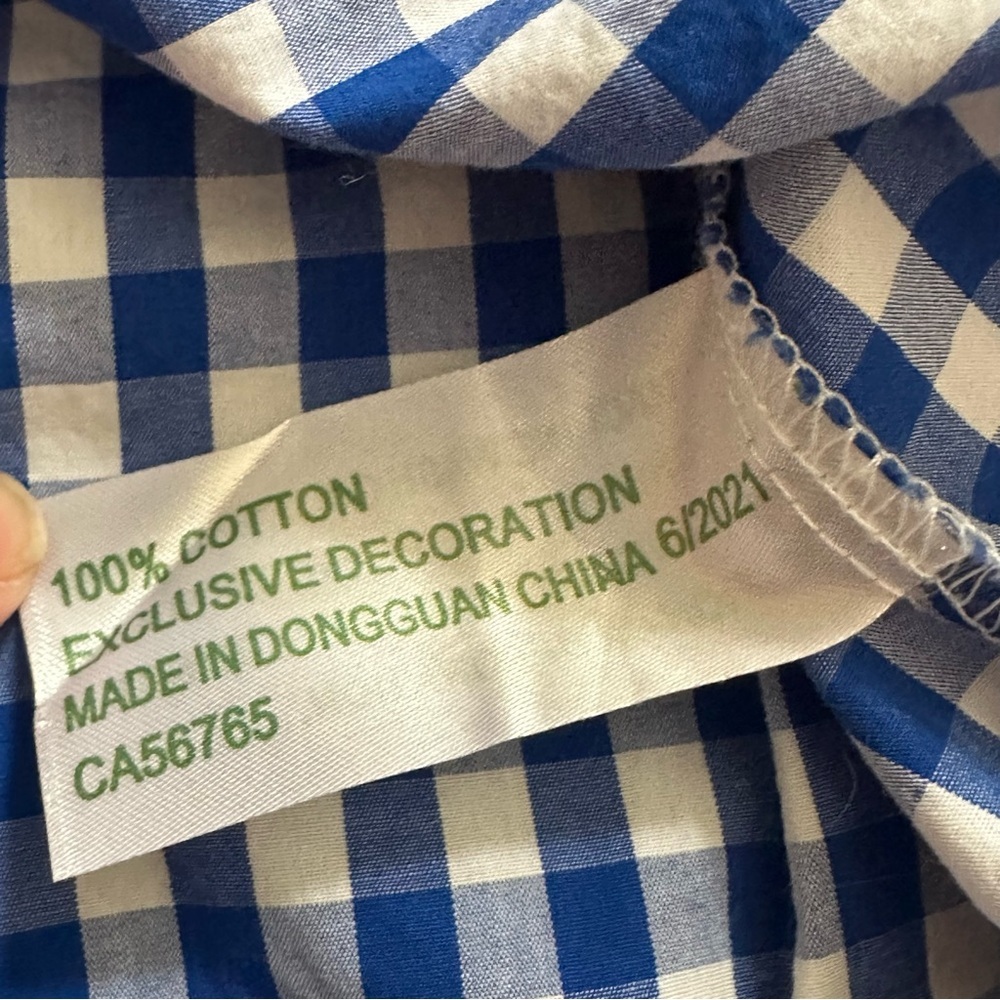 Lil Cactus | Girl Blue Check Turkey Smocked Dress | 4T - Picture 8 of 10